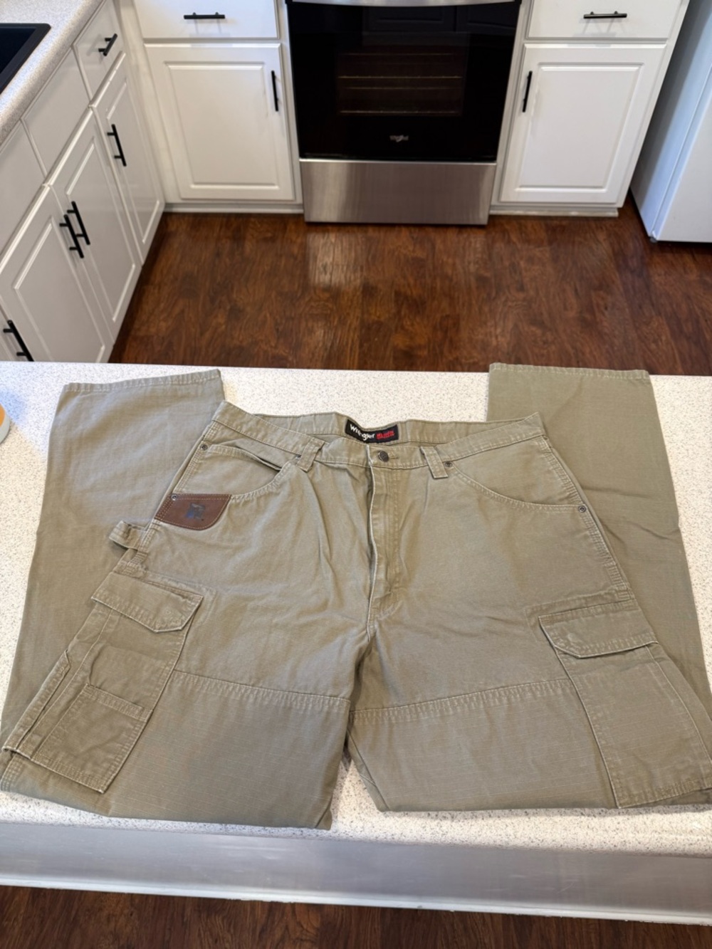 Wrangler Olive Green Cargo Pants with Black and Red Logo